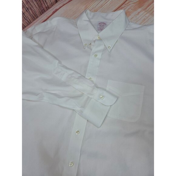 Brooks Brothers Madison Non-Iron White Dress Shirt 17.5-35 Supima Cotton - Picture 4 of 6